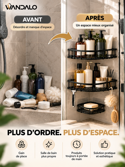 Organisateur de Douche 3 Pièces – Sans Perçage & Anti-Rouille